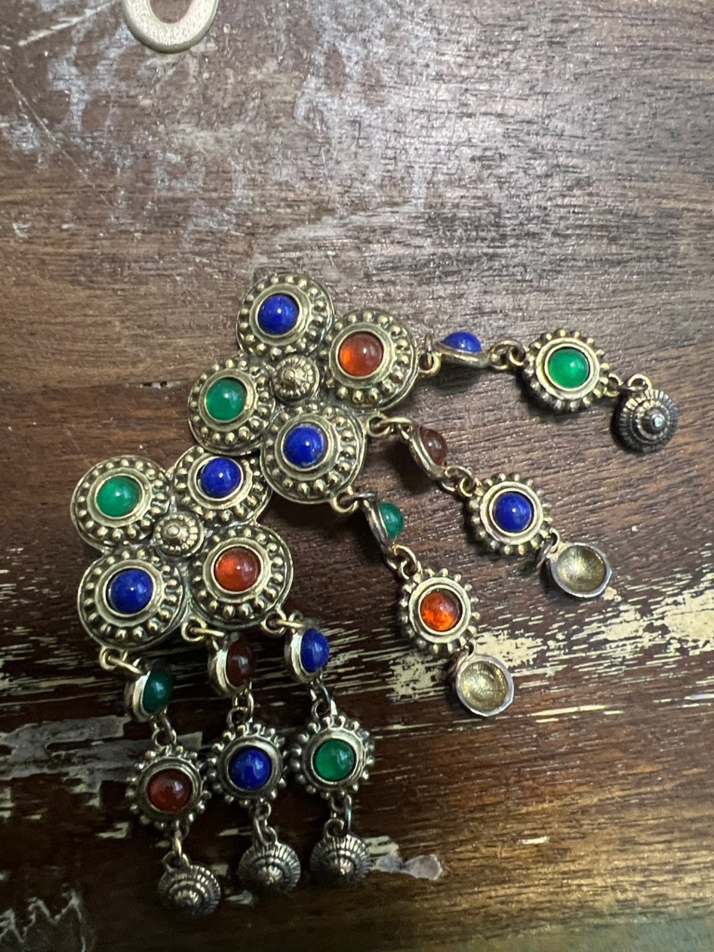 Bohemian Multi-Color Drop Statement Earrings - Green Blue Red